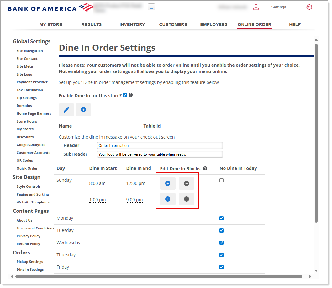 Edit Dine Blocks tool