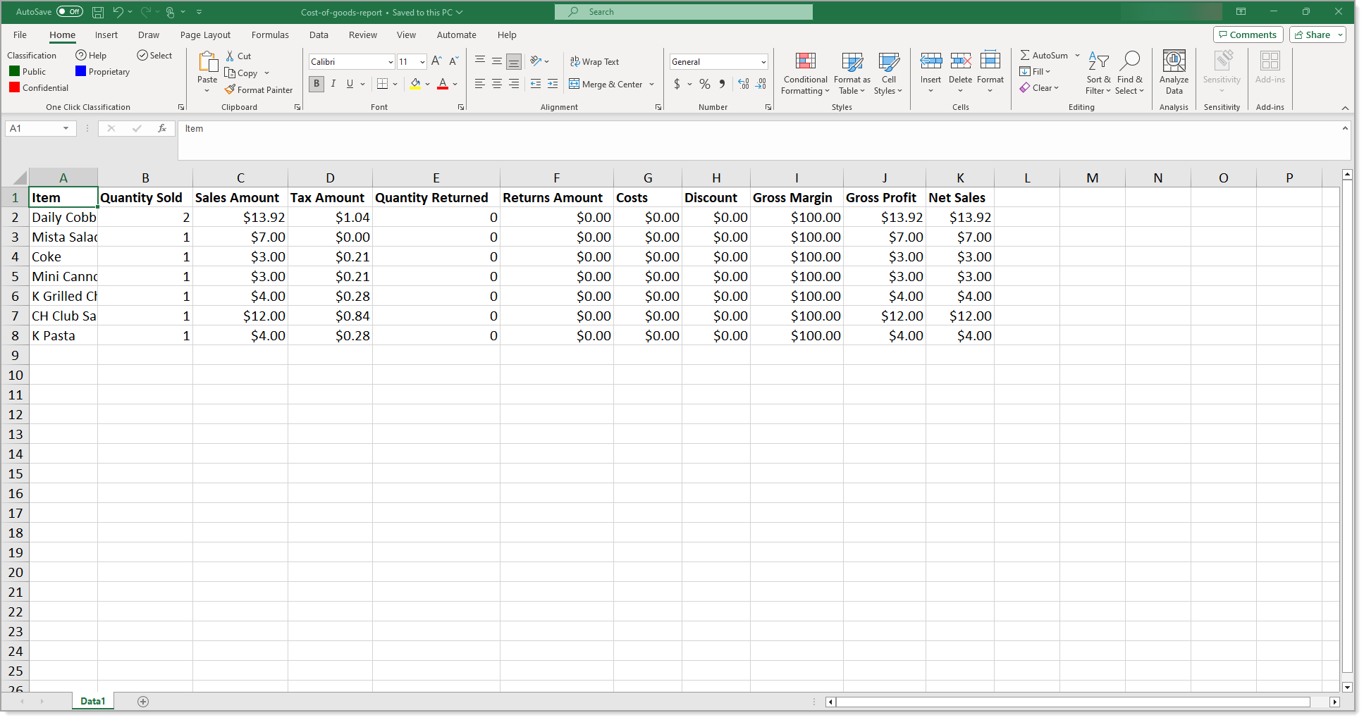 Sample report format