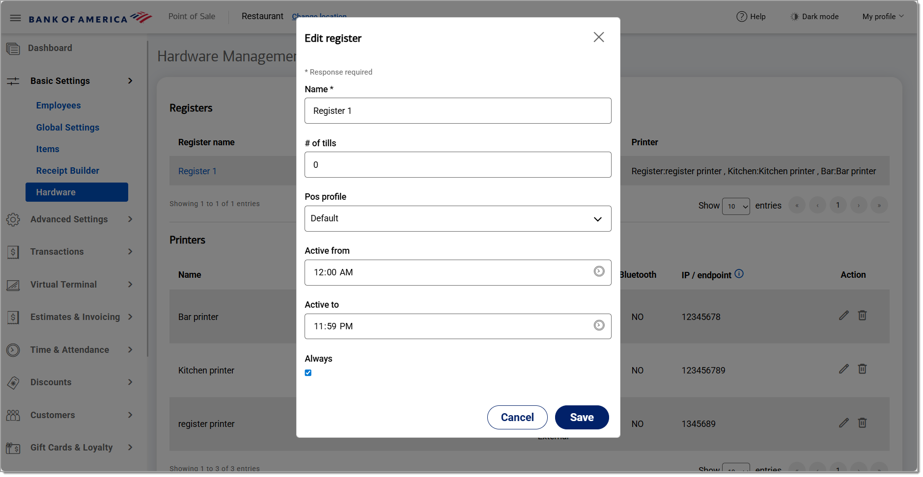 Edit register fields within Hardware Management.