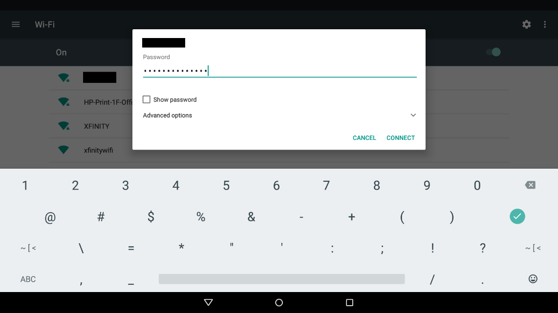 Wi-Fi password input