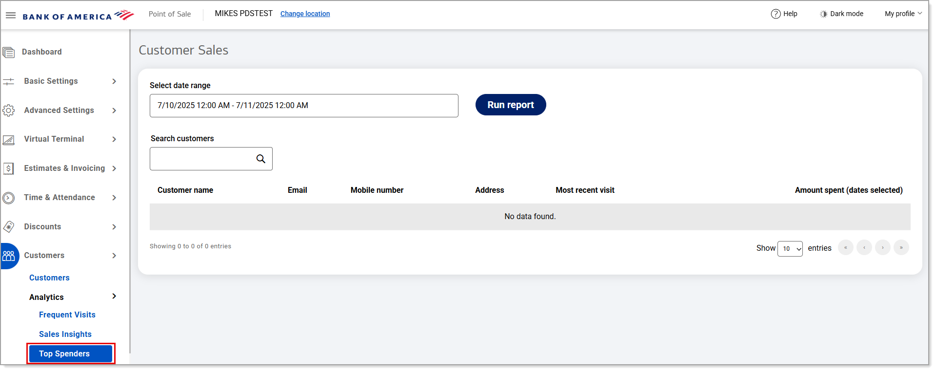 Customers Analytics Top Spenders Report menu option