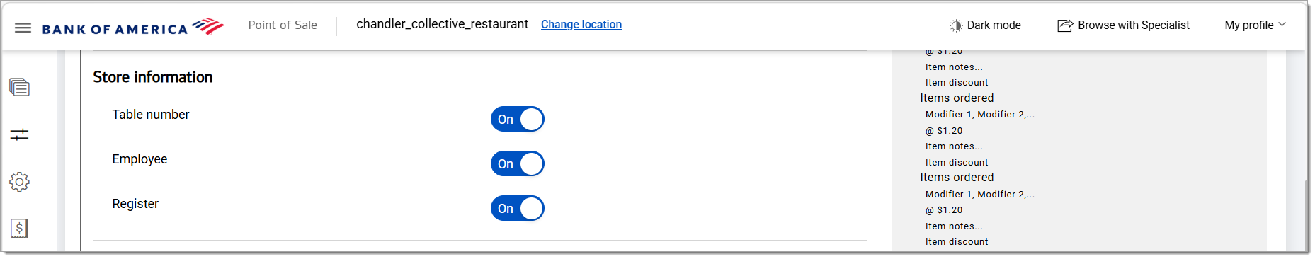 store information