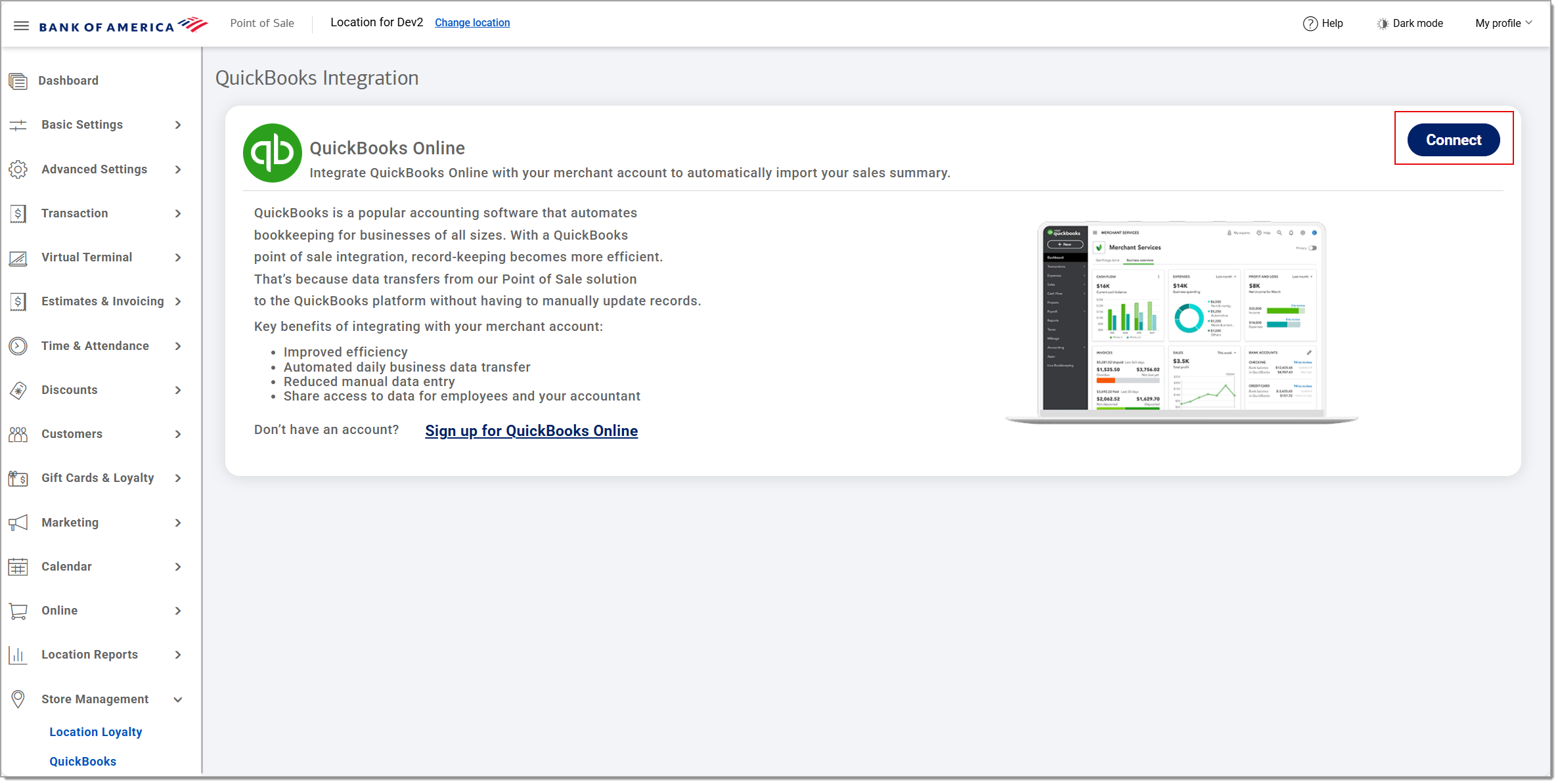 connect to quickbooks