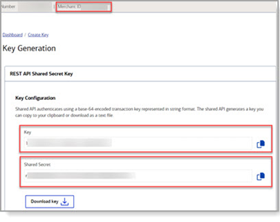 Bank of America's Key Generation window