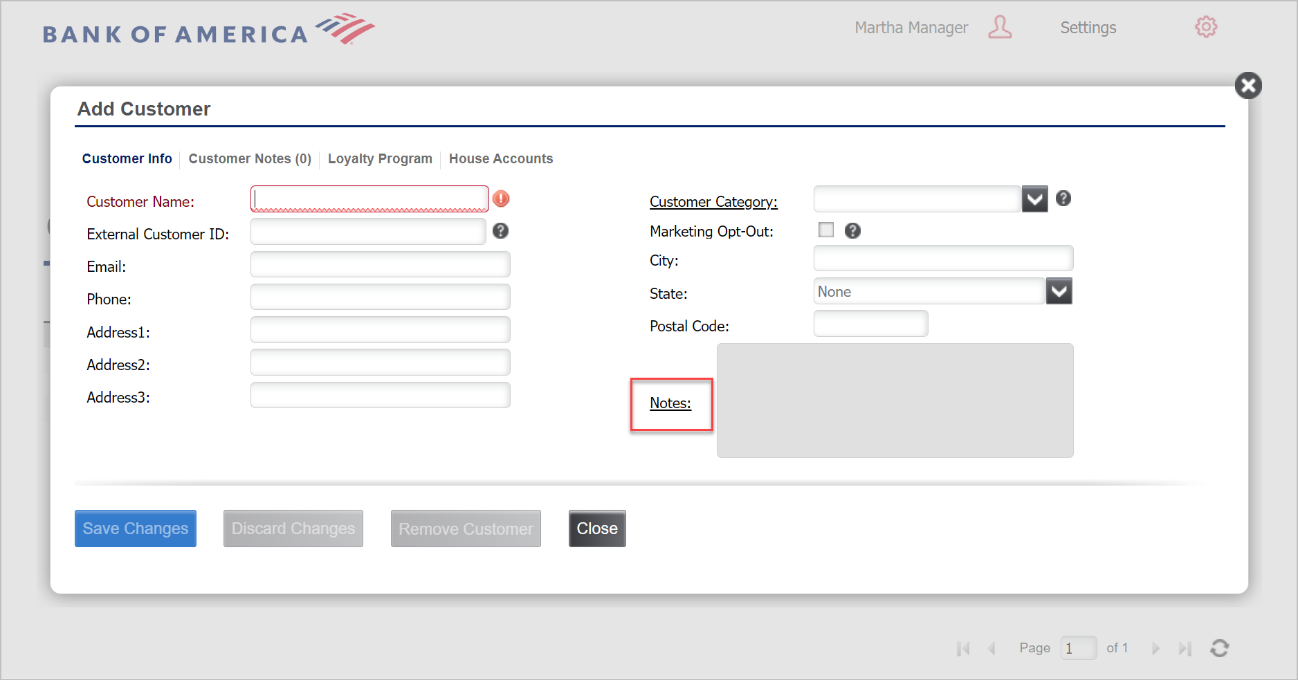 Notes field to create a custom note for the customer