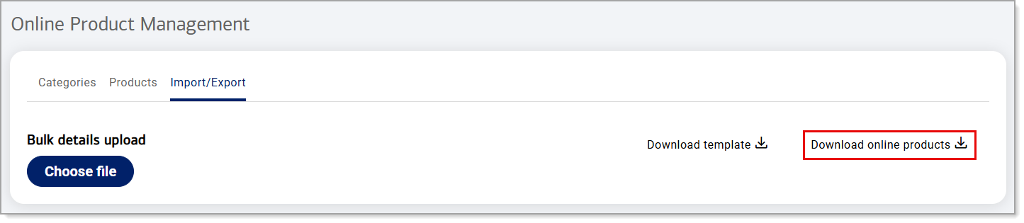 the Download online products button on the Import/Export tab of Online Items