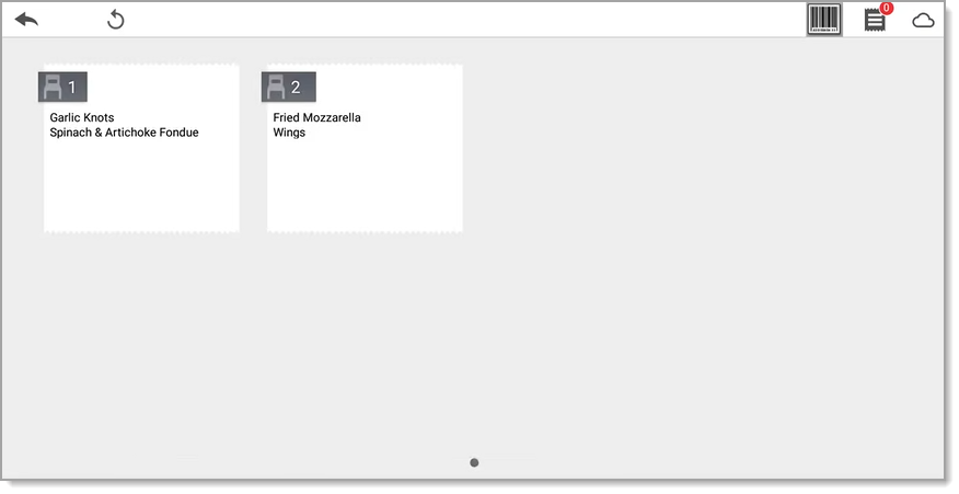 Orders displayed by seat.