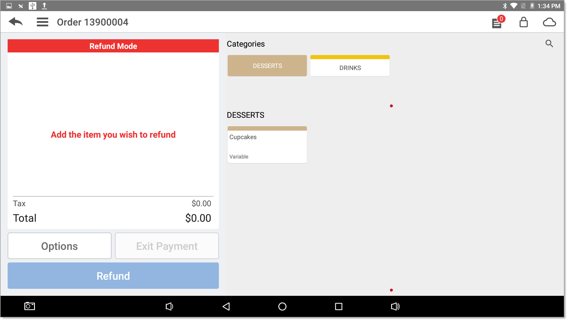 Ticket refund mode and item display