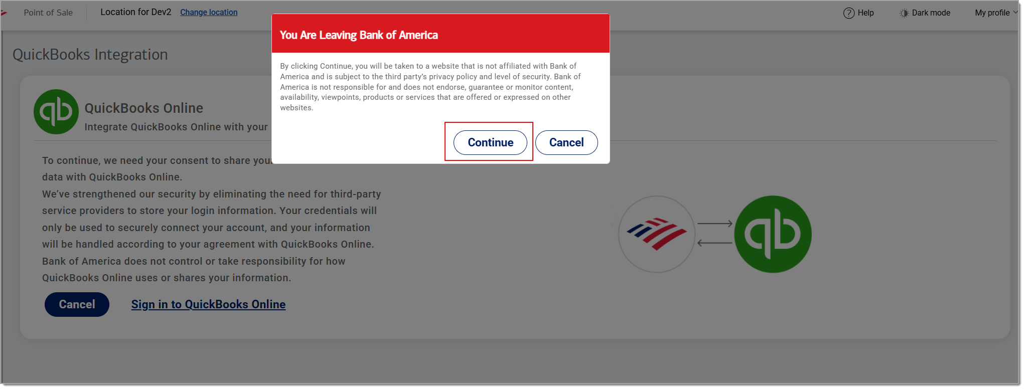 leaving Bank of America site