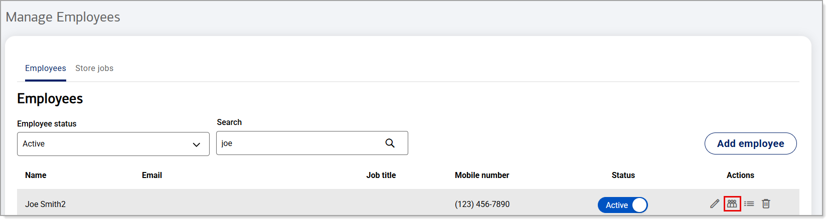 Staff services icon to assign a service to an employee