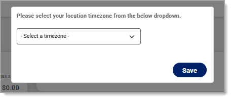 Prompt to select a location time zone with drop down list.