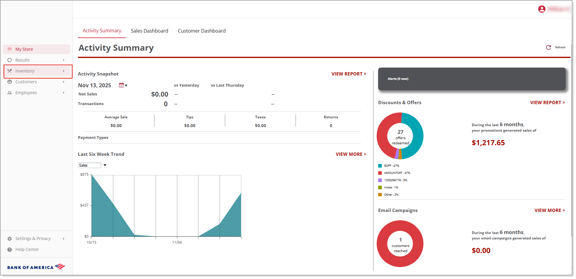Inventory menu option