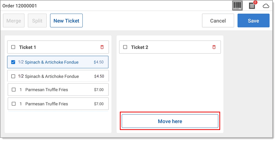 Move here highlighted.