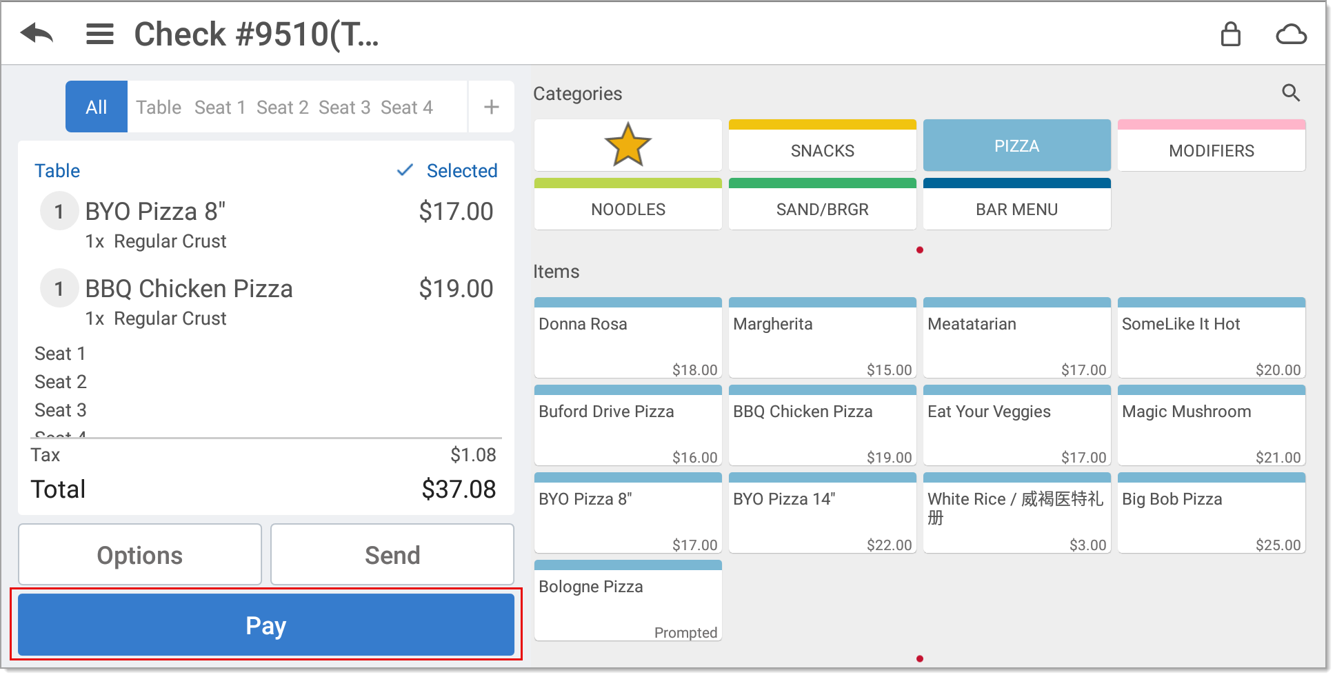 Guest check detail display