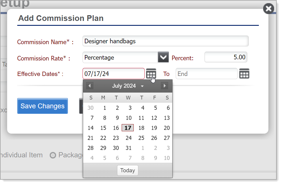 set commission effective dates