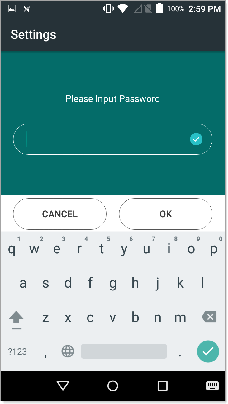 Device password input.