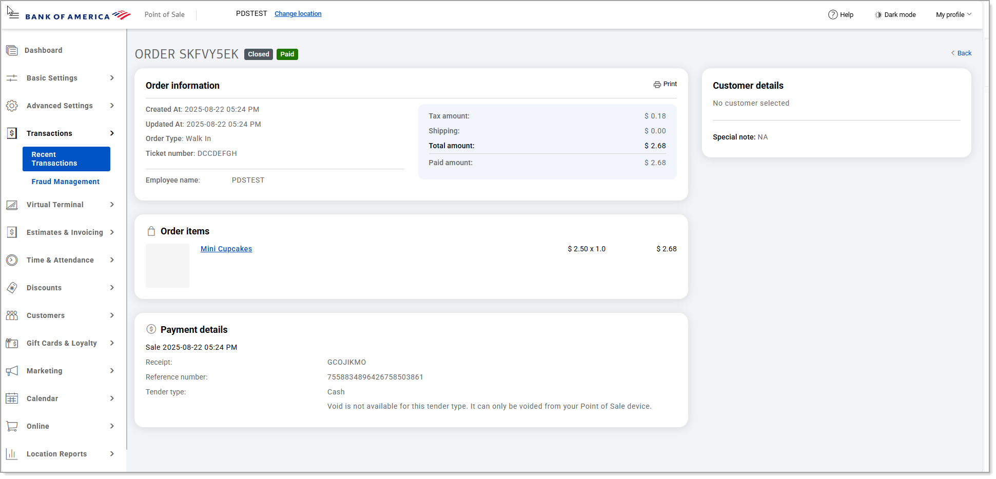 Details of the transaction