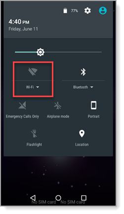 Wi-Fi icon disabled