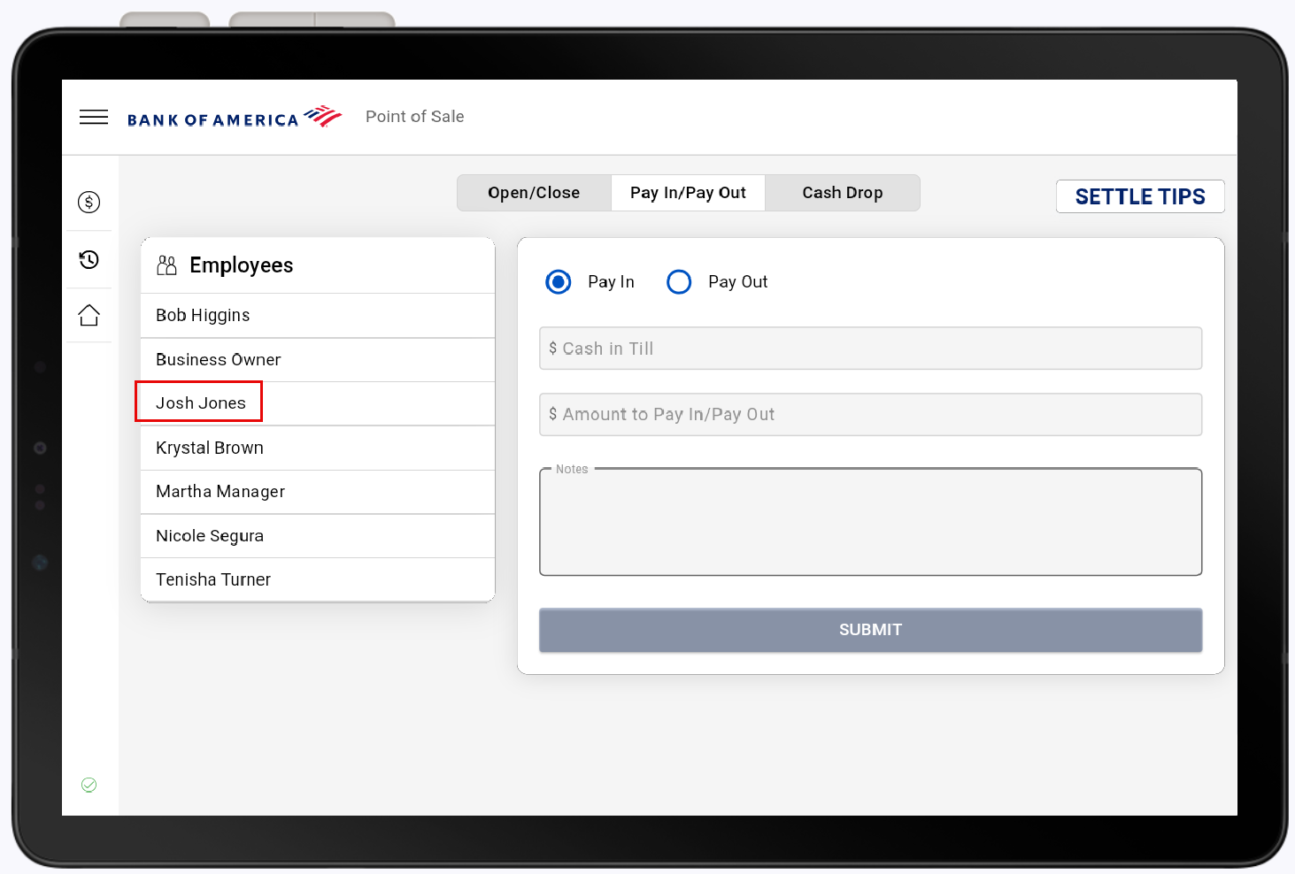 Employee name highlighted.