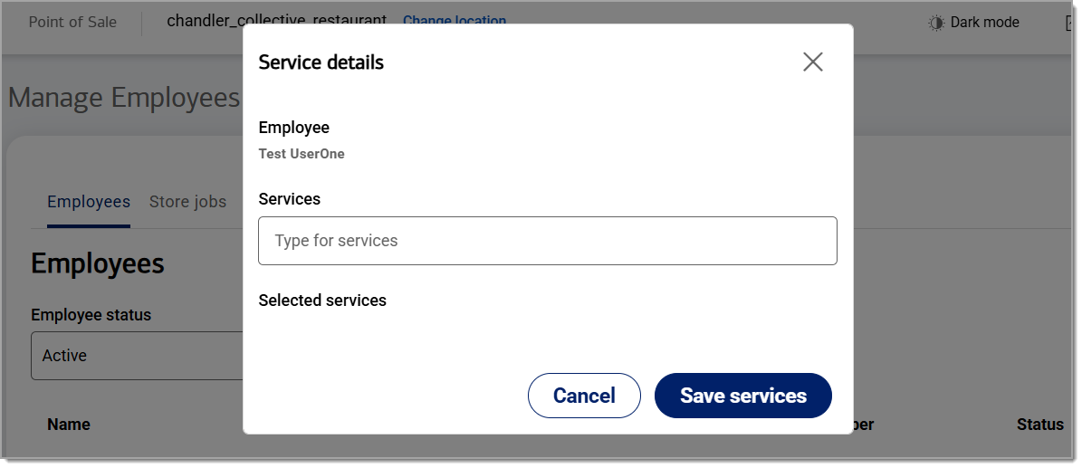 service details for an emplloyee
