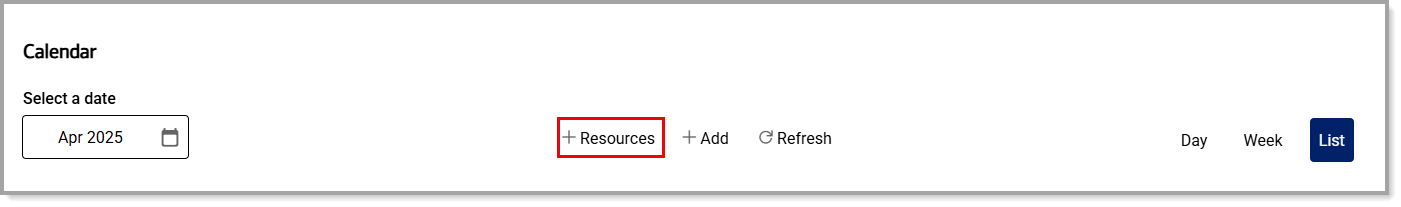 Calendar appointments view by resource