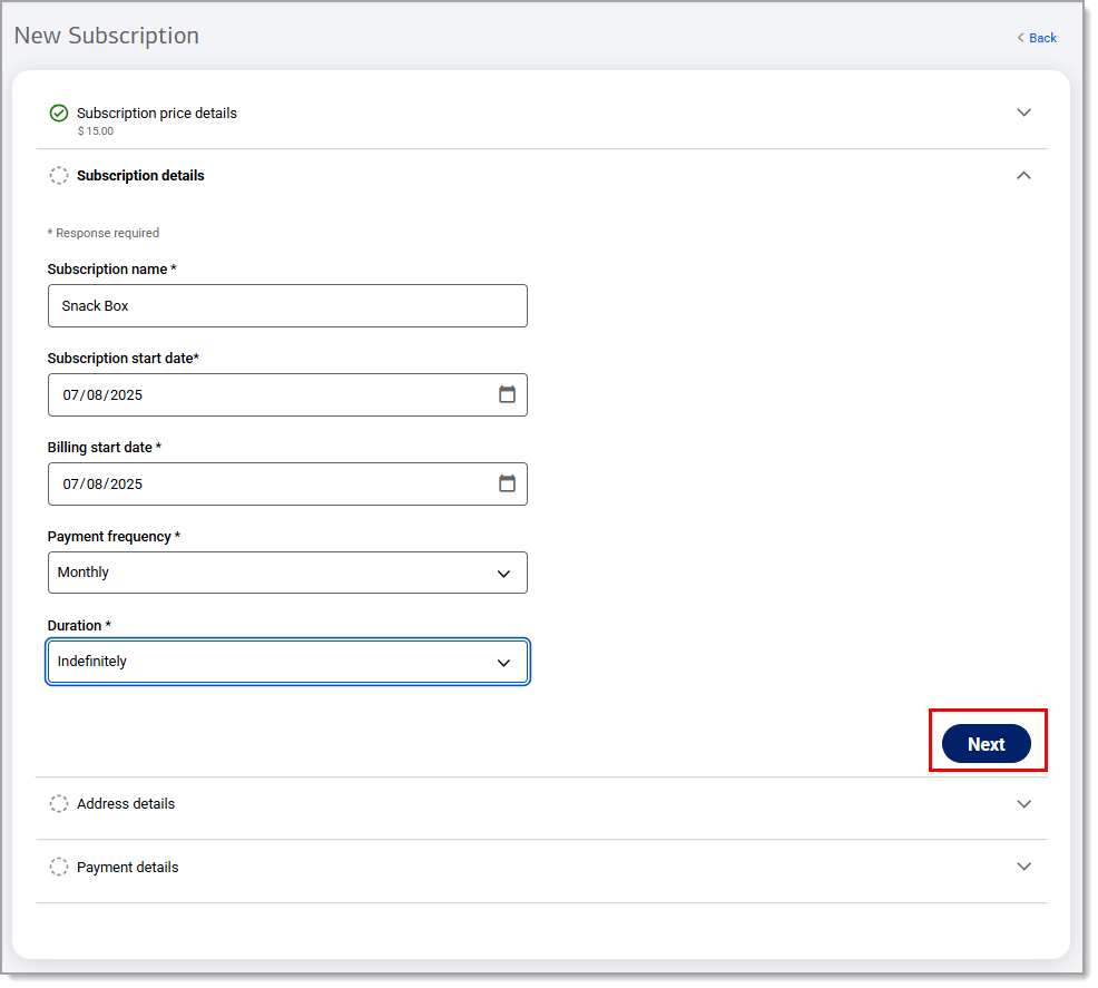 Next button highlighted.