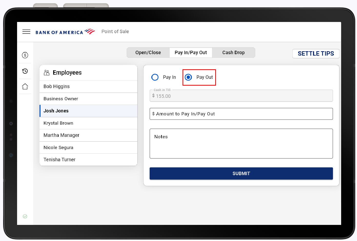 Pay out highlighted.