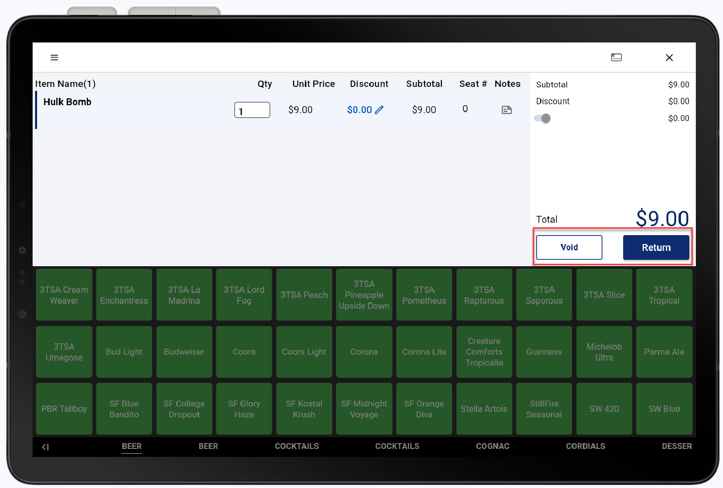 void or return options