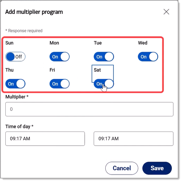Add multiplier program settings window.