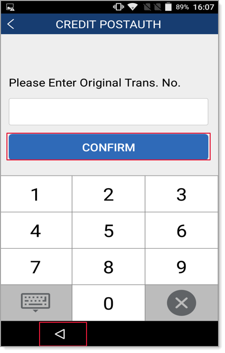 Original Transaction number input field.