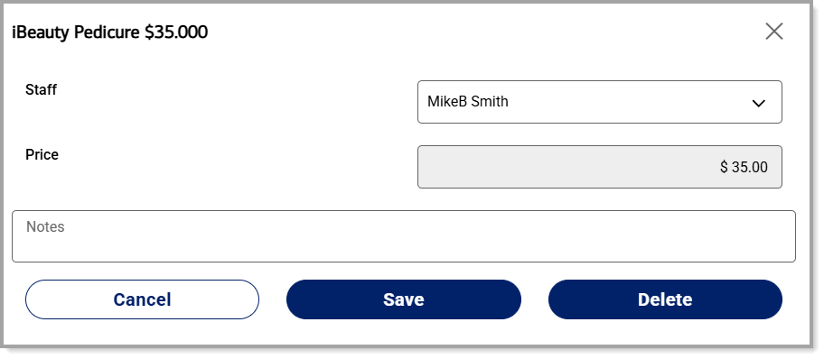 Employee selection field on a customer appointment window