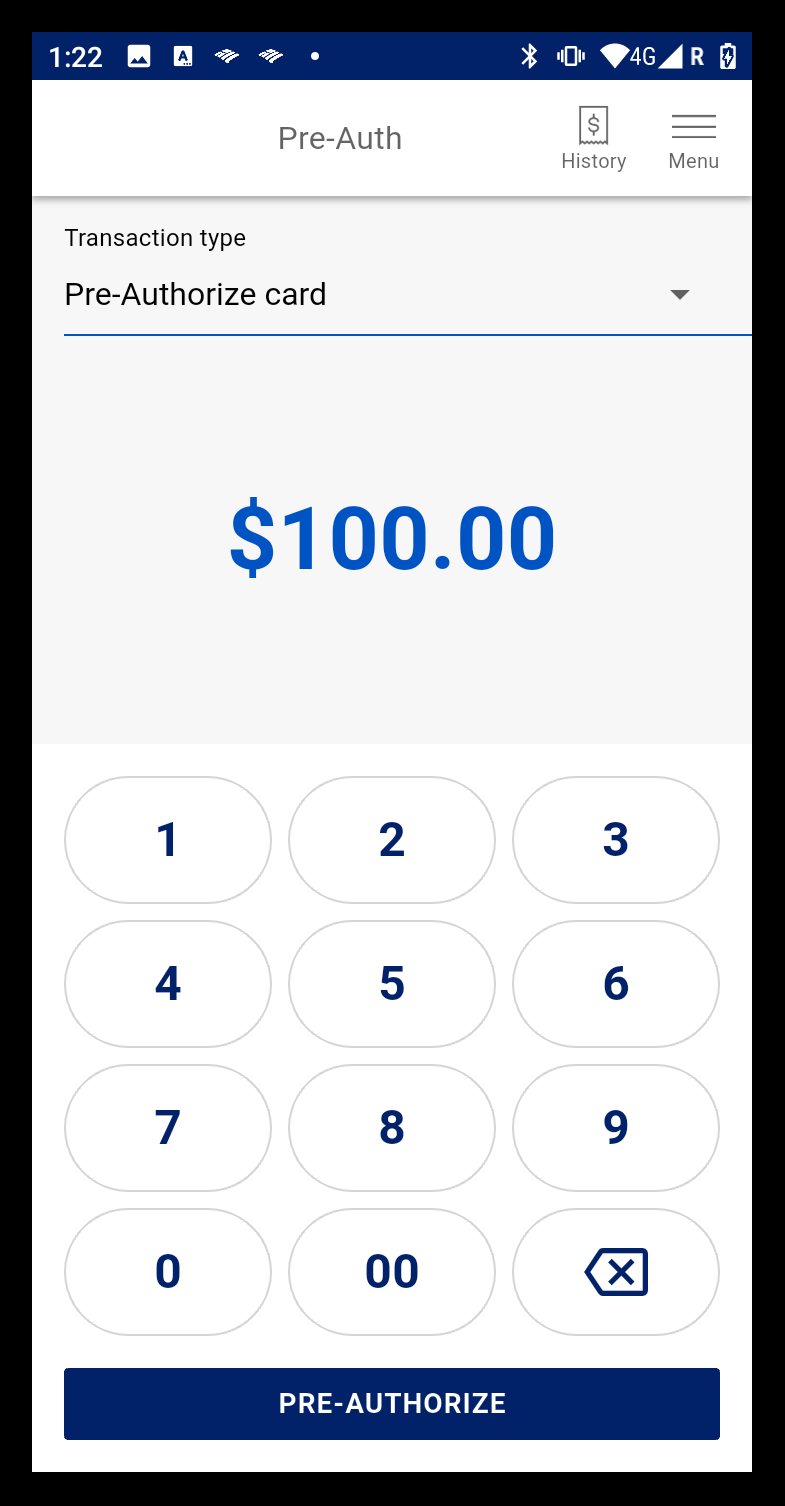 enter pre-authorized amount