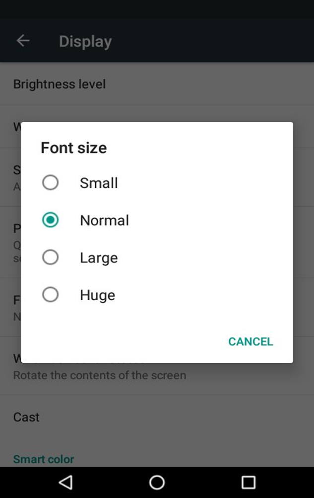 font size options