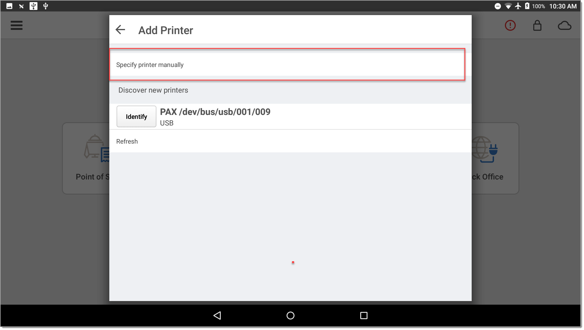 Add Printer window with "Specify Printer Manually" option.