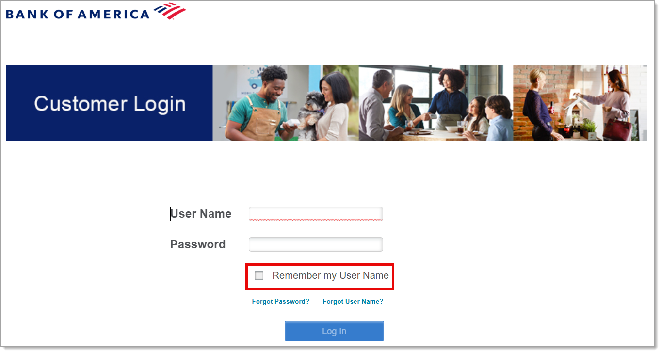 Back Office Login page with remember my username highlighted