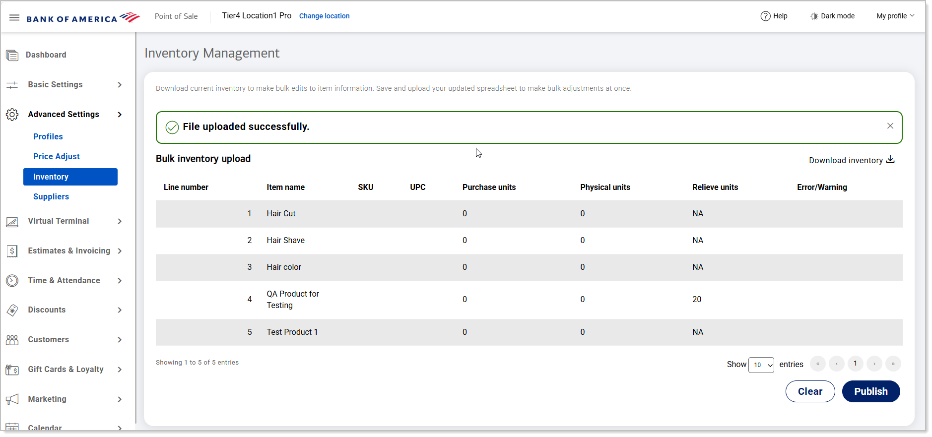 File uploaded successfully status message