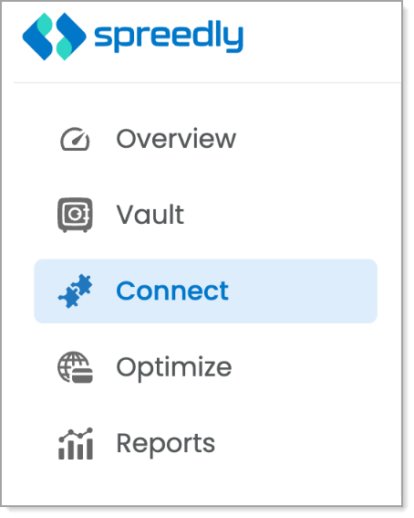 Connect option on Spreedly dashboard