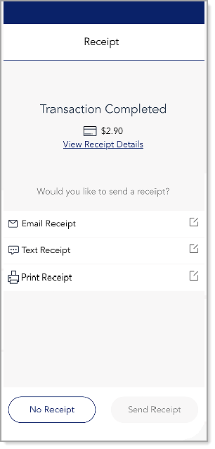 mobile transaction complete with receipt options