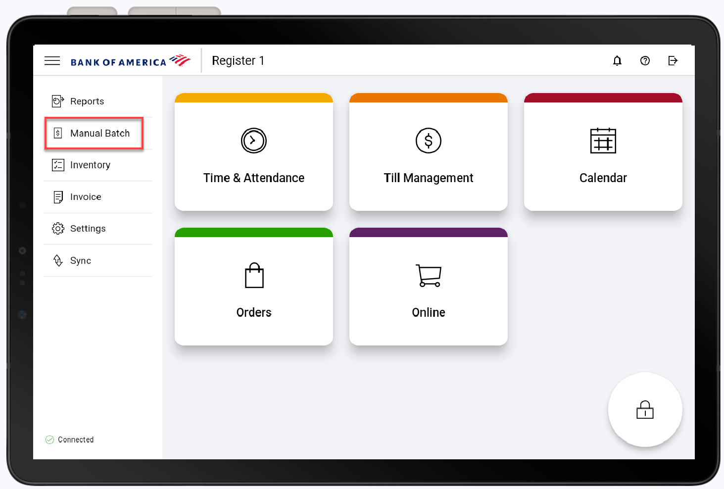 app menu with manual batch highlighted