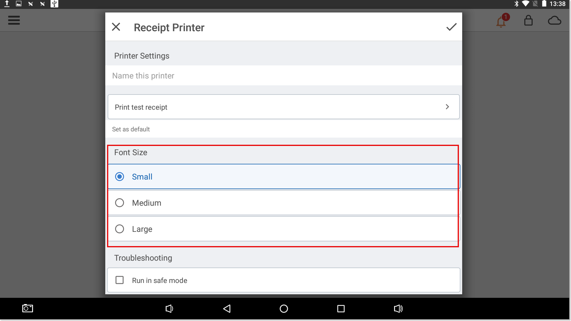 Receipt Printer - Font Size Options