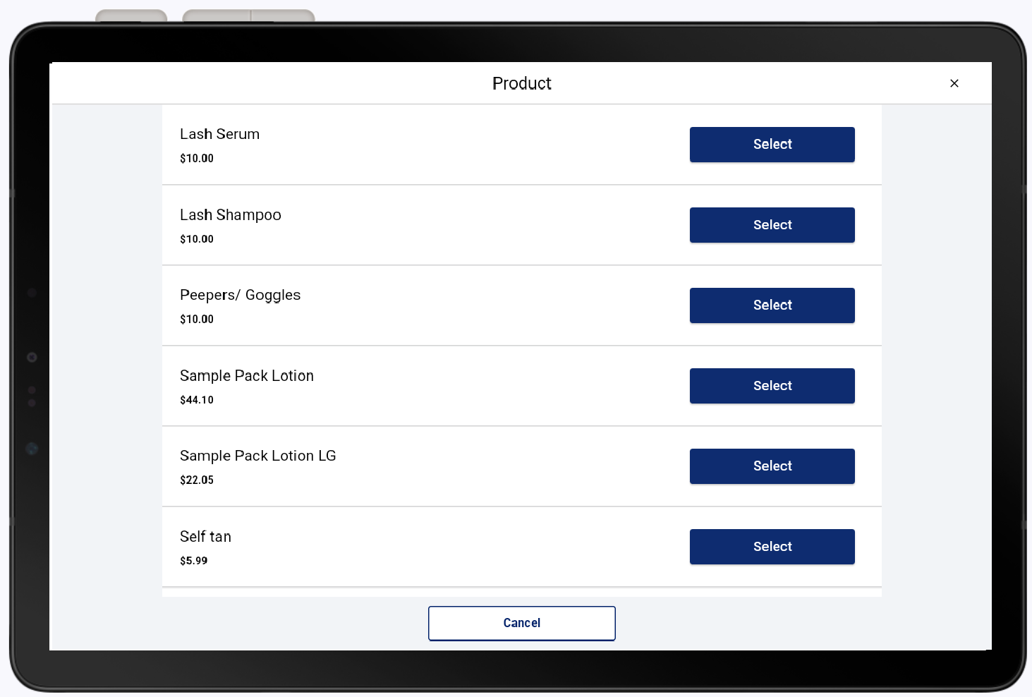 select a product to add