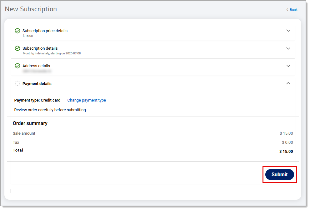 Submit button highlighted.