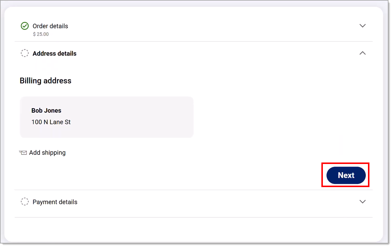 Next highlighted in Address details.