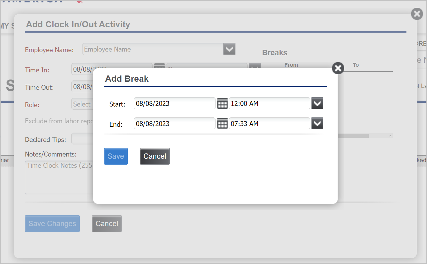 Add break dialog box