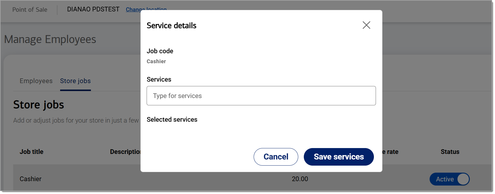 employee job service details