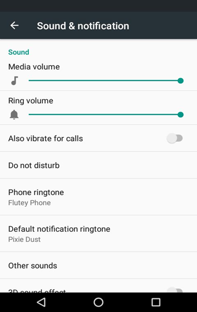 Sound and notification menu