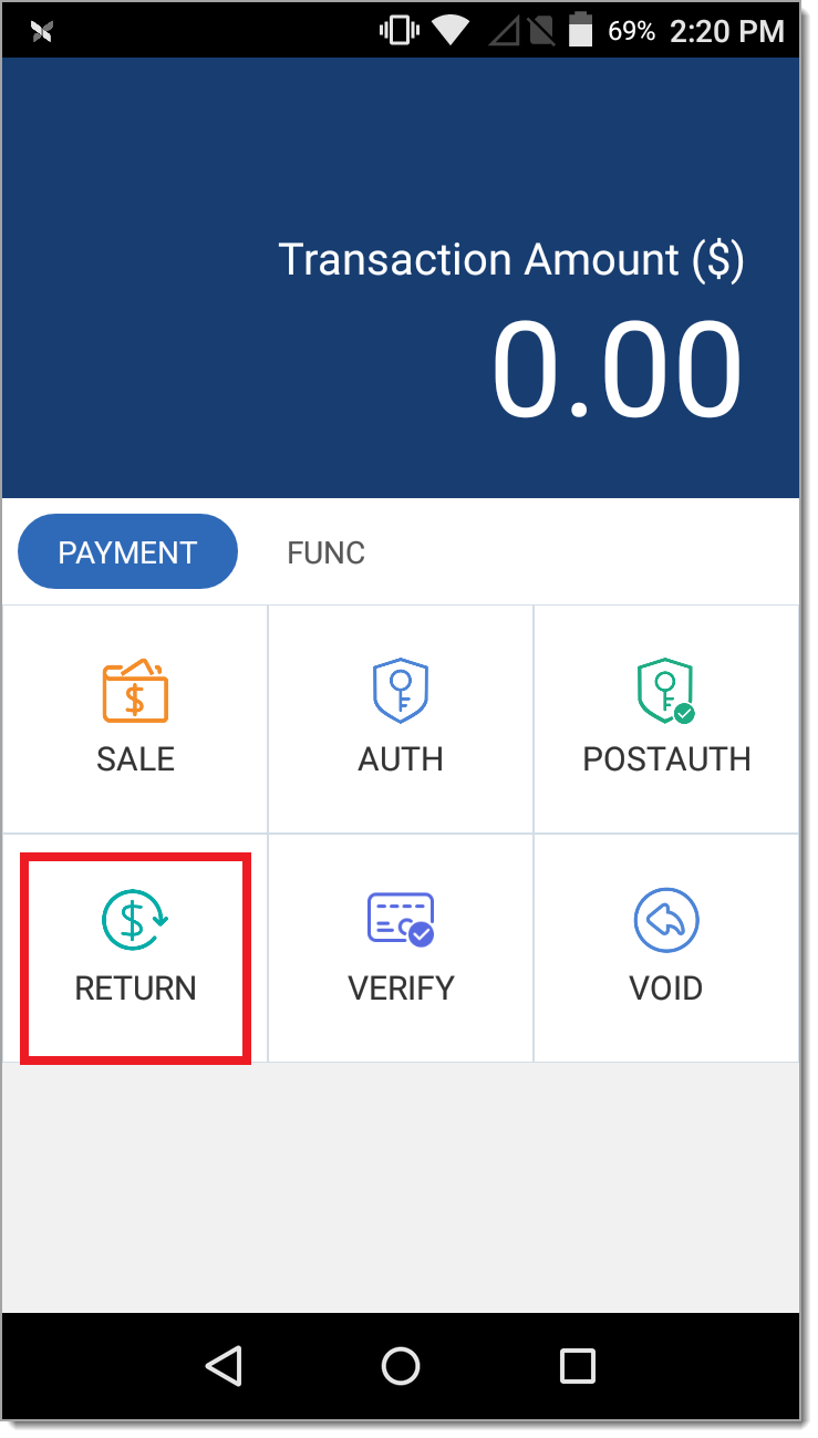 Payment Tab return option