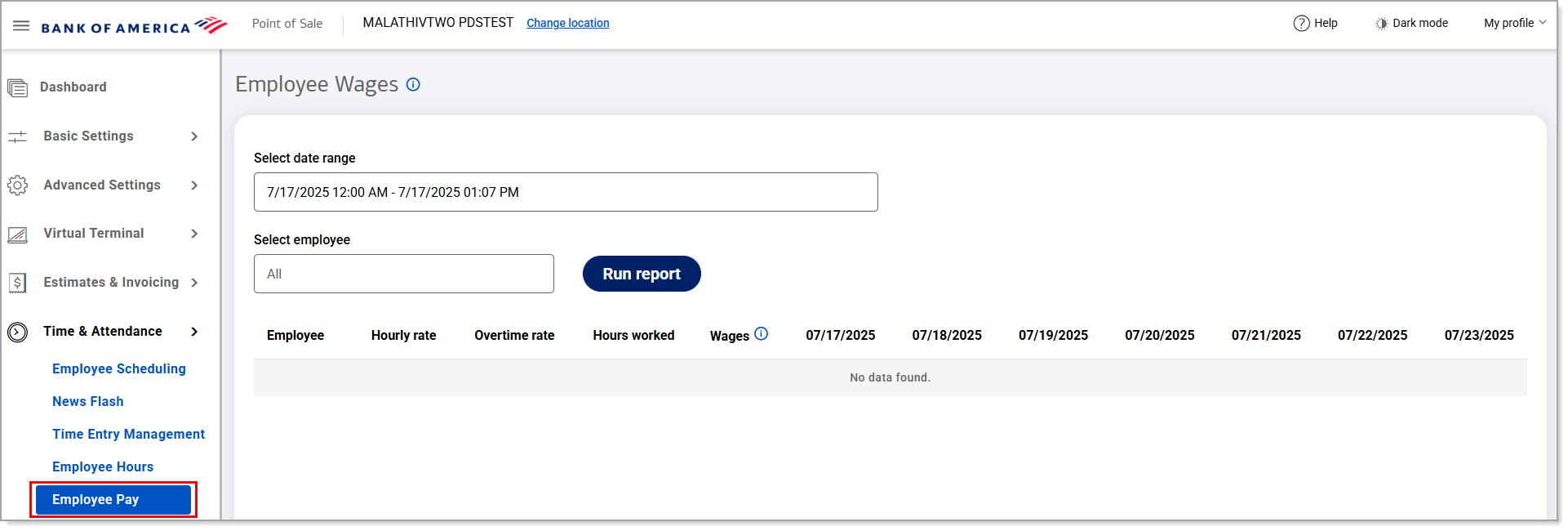 Employee Pay menu option