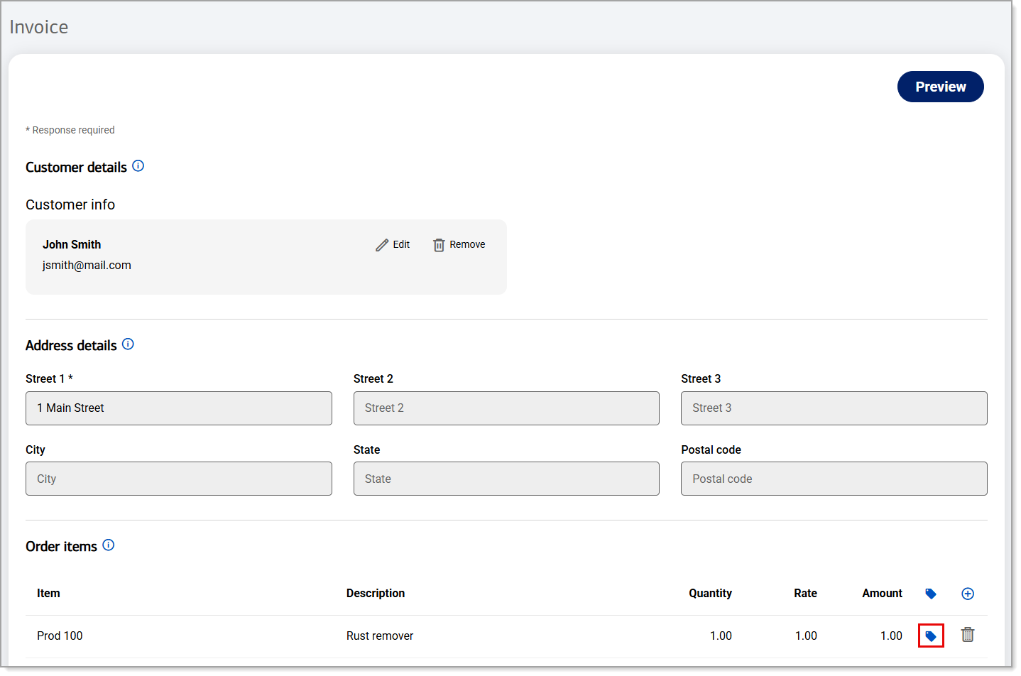 Discounts icon highlighted in the new invoice screen.