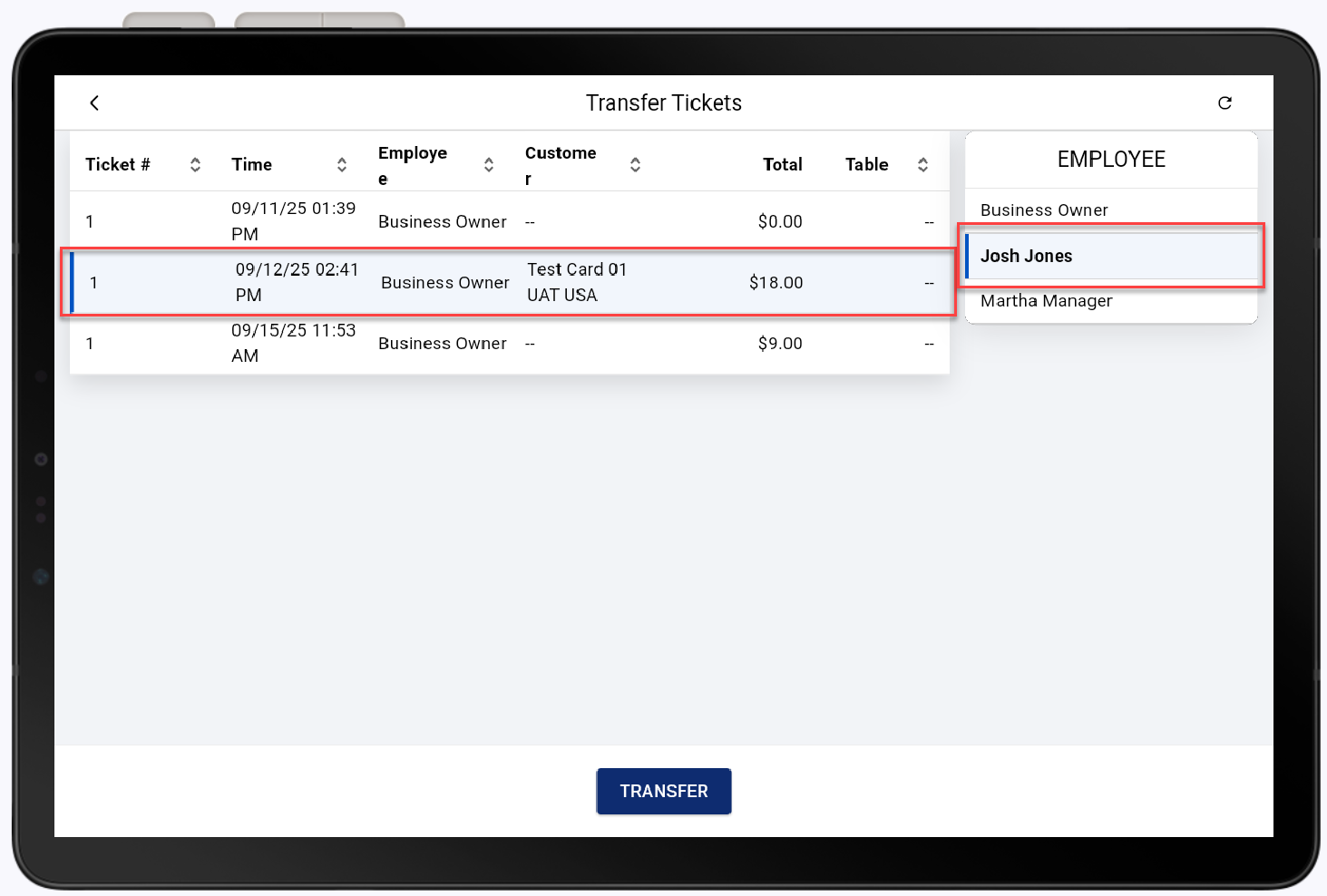 transfer a ticket
